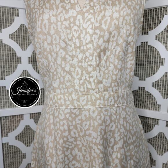 Banana Republic Women's Neutral Animal Print V Neck Sleeveless Dress Size 4 - Picture 5 of 13